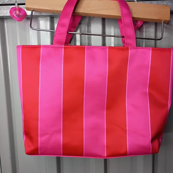 Victoria's Secret Vibrant Pink and Gold Striped Tote - Picture 4 of 7